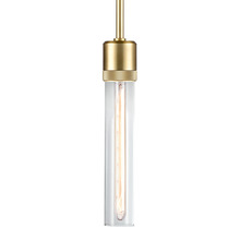 ZEEV Lighting P11705-E26-AGB-G1 - 3" E26 Cylindrical Pendant Light, 12" Clear Glass and Aged Brass Finish