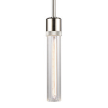 ZEEV Lighting P11707-E26-PN-G3 - 3" E26 Cylindrical Pendant Light, 12" Fluted Glass and Polished Nickel Finish