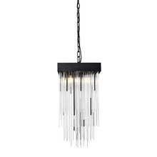 ZEEV Lighting P30112-4-SBB - 4-Light 12" Square Satin Brushed Black Crystal Pendant Light