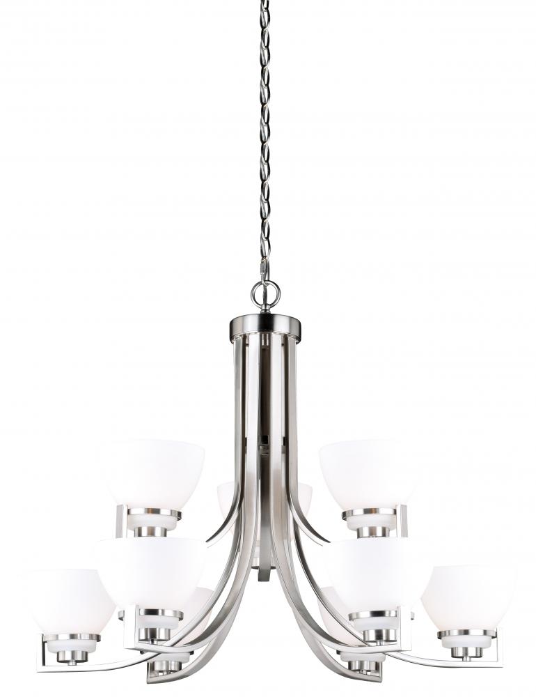 Metropolis 9L Chandelier Satin Nickel