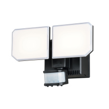 Vaxcel International T0788 - 10.5-in. W 2 Light LED Outdoor Motion Sensor Security Flood Light with GFCI Outlet Black