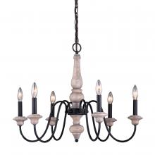 Vaxcel International H0236 - Georgetown 6L Chandelier Vintage Ash and Oil Burnished Bronze