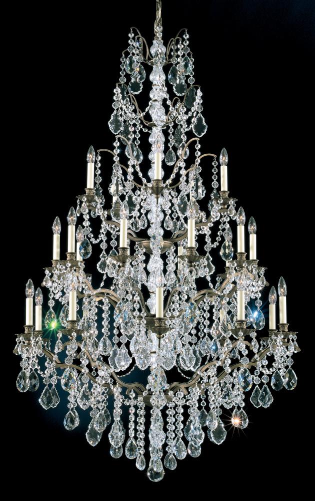 Bordeaux 25 Light 120V Chandelier in Antique Silver with Heritage Handcut Crystal