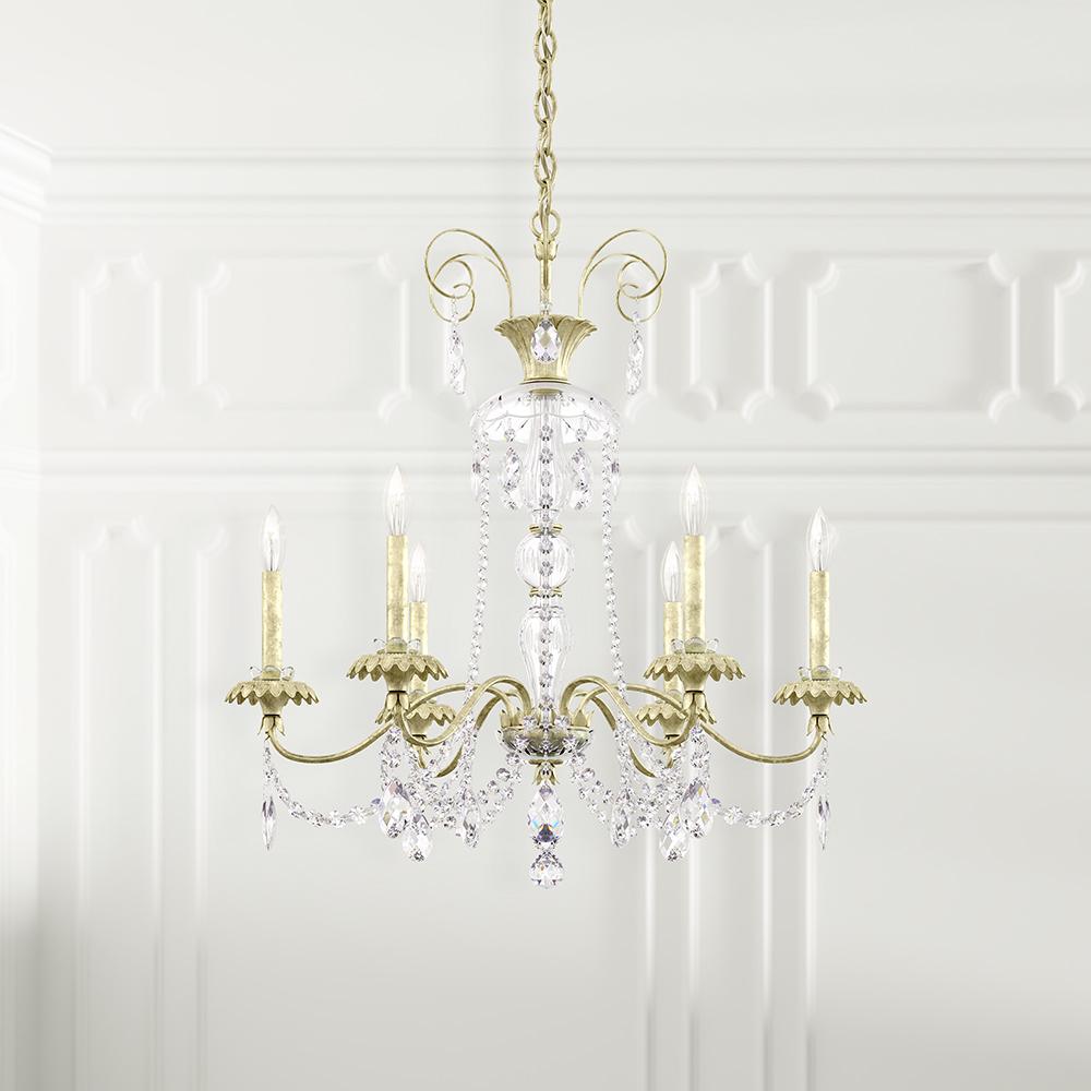 Helenia 6 Light 120V Chandelier in Antique Silver with Heritage Handcut Crystal