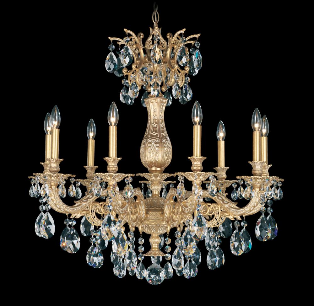 Milano 9 Light 120V Chandelier in Parchment Gold with Heritage Handcut Crystal