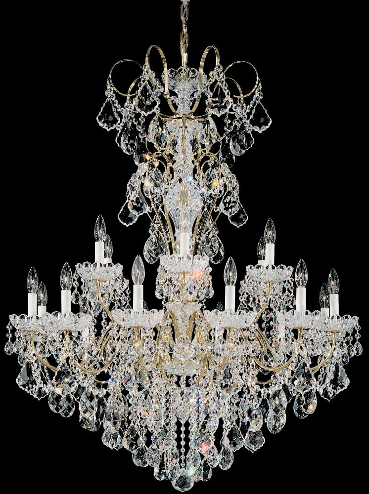 New Orleans 18 Light 120V Chandelier in Antique Silver with Heritage Handcut Crystal