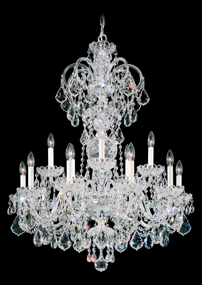 Olde World 15 Light 120V Chandelier in Polished Silver with Heritage Handcut Crystal