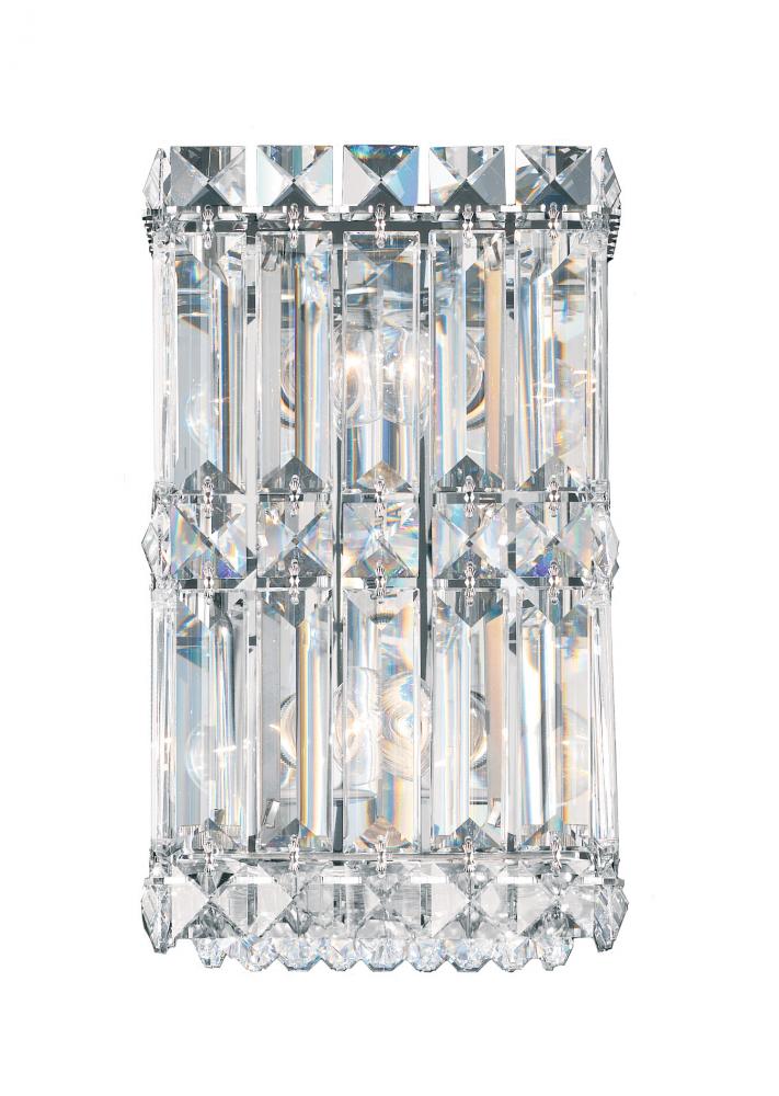 Quantum 2 Light 120V Wall Sconce in Polished Stainless Steel with Optic Crystal