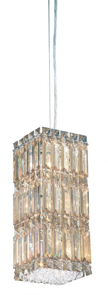 Quantum 6 Light 120V Mini Pendant in Polished Stainless Steel with Optic Crystal