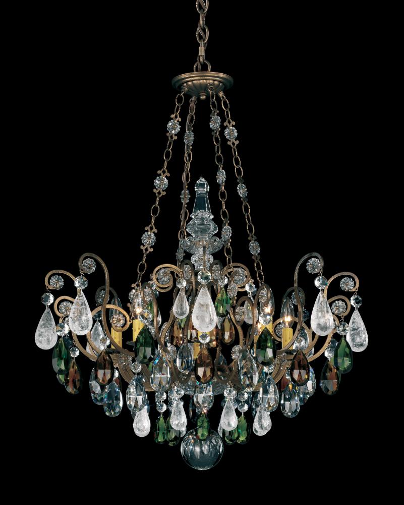 Renaissance Rock Crystal 8 Light 120V Pendant in Antique Pewter with Clear Crystal and Rock Crysta