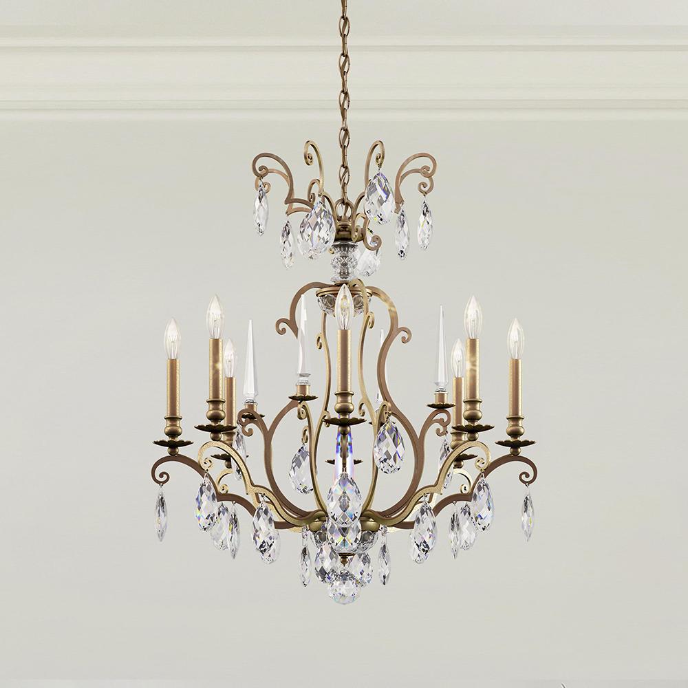 Renaissance Nouveau 8 Light 120V Chandelier in Heirloom Bronze with Heritage Handcut Crystal