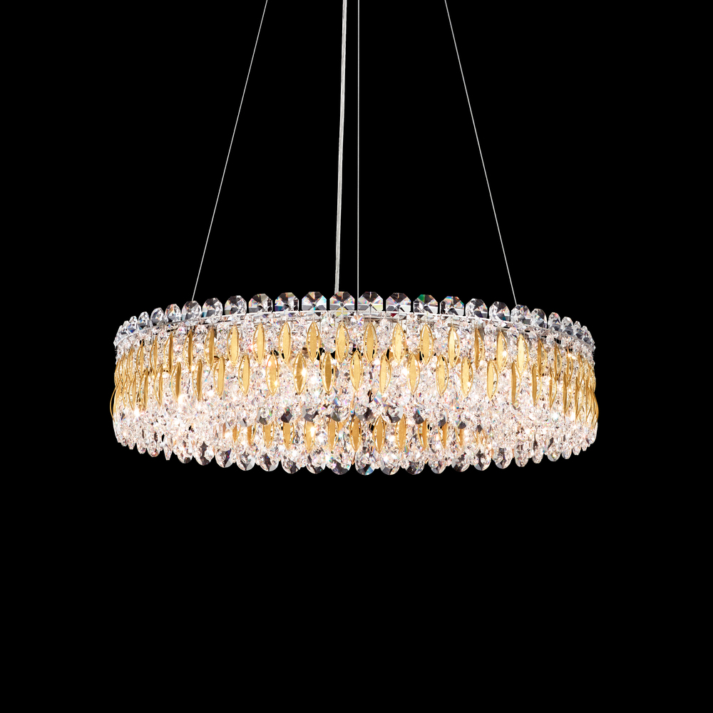 Sarella 12 Light 120V Pendant in Polished Stainless Steel with Clear Crystals from Swarovski