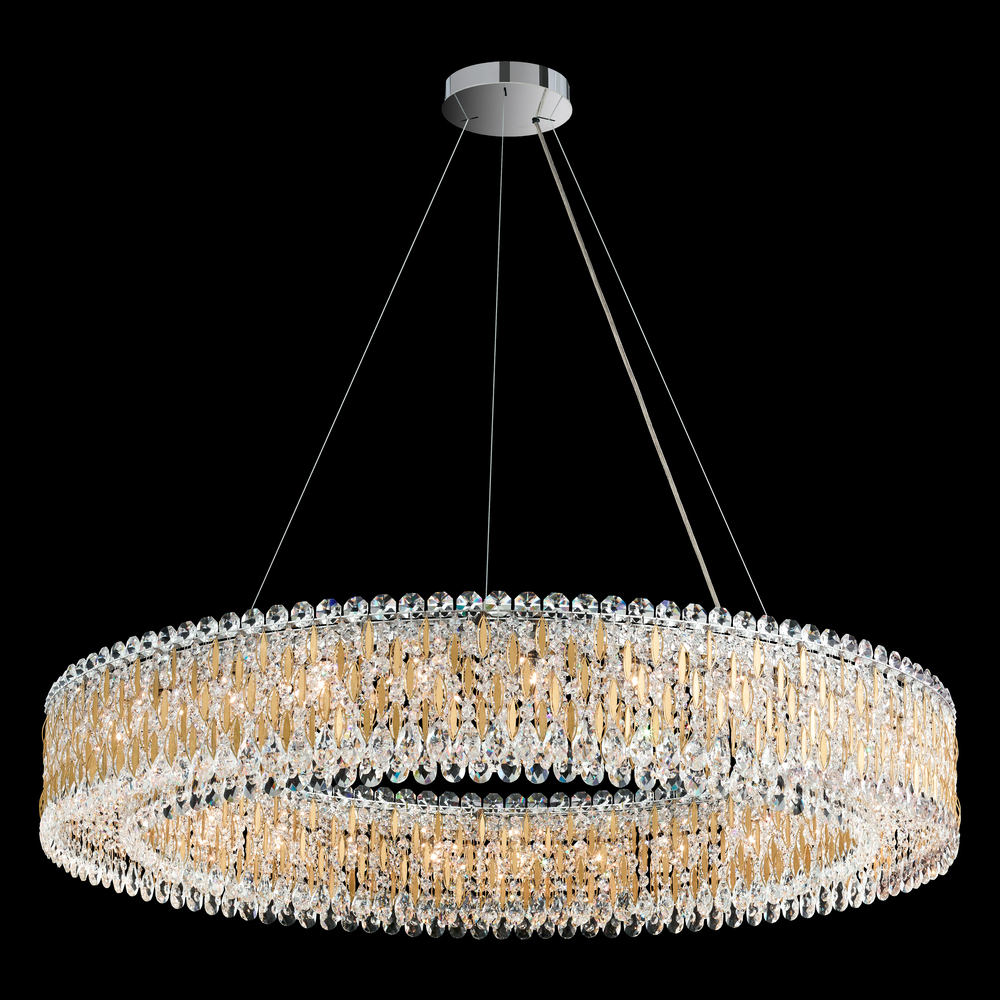 Sarella 27 Light 120V Pendant in Polished Stainless Steel with Clear Crystals from Swarovski