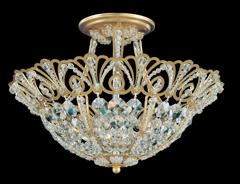 Rivendell 5 Light 120V Semi-Flush Mount in Antique Silver with Radiance Crystal