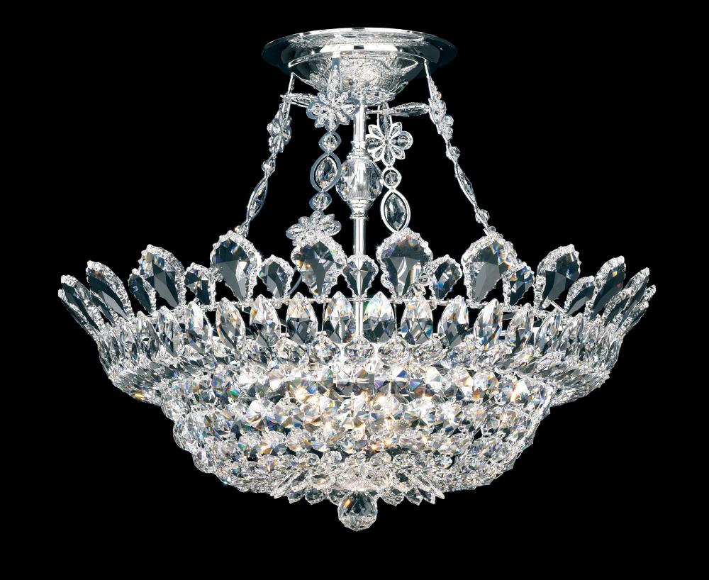 Trilliane 10 Light 120V Semi-Flush Mount in Polished Stainless Steel with Heritage Handcut Crystal