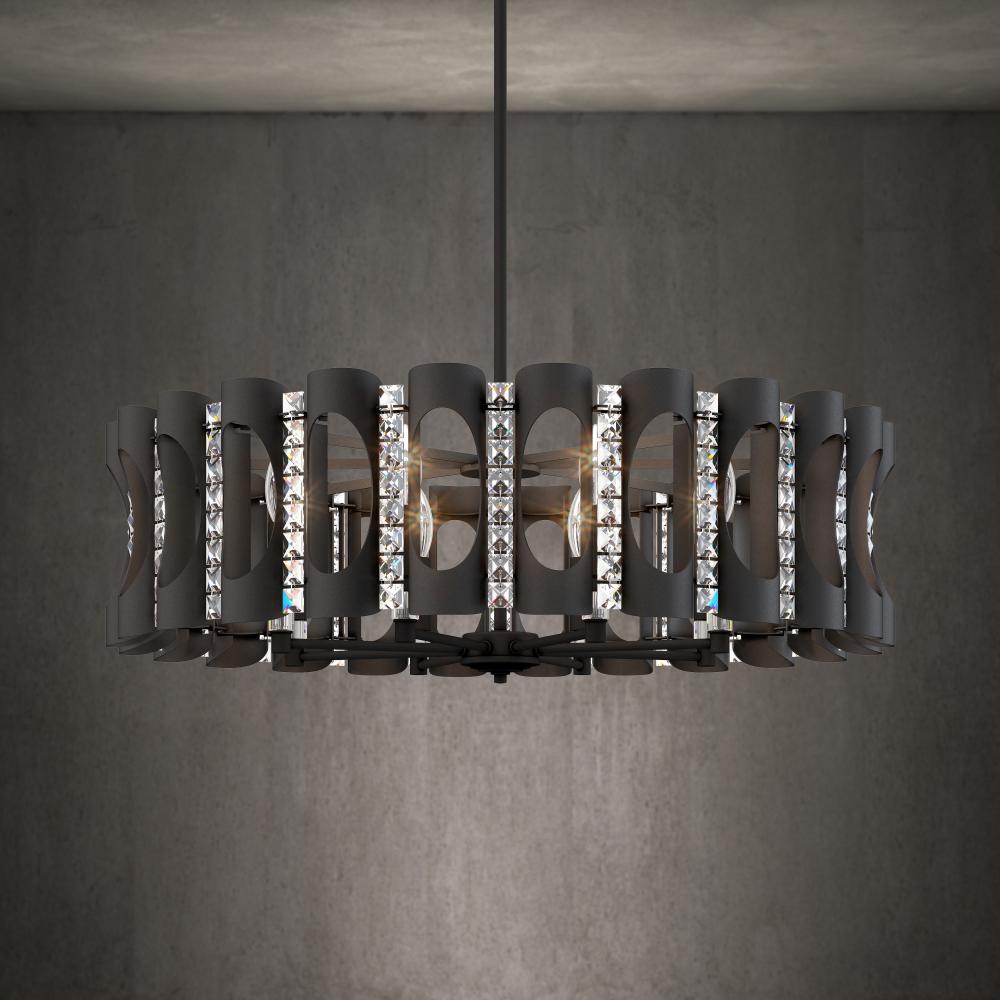 Twilight 8 Light 120V Pendant in Black with Optic Crystal