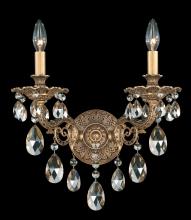 Schonbek 1870 5642-48H - Milano 2 Light 120V Wall Sconce in Antique Silver with Heritage Handcut Crystal