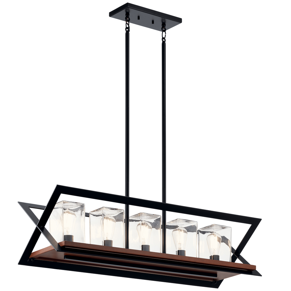 Morelle™ 38.5" 5 Light Linear Chandelier Black