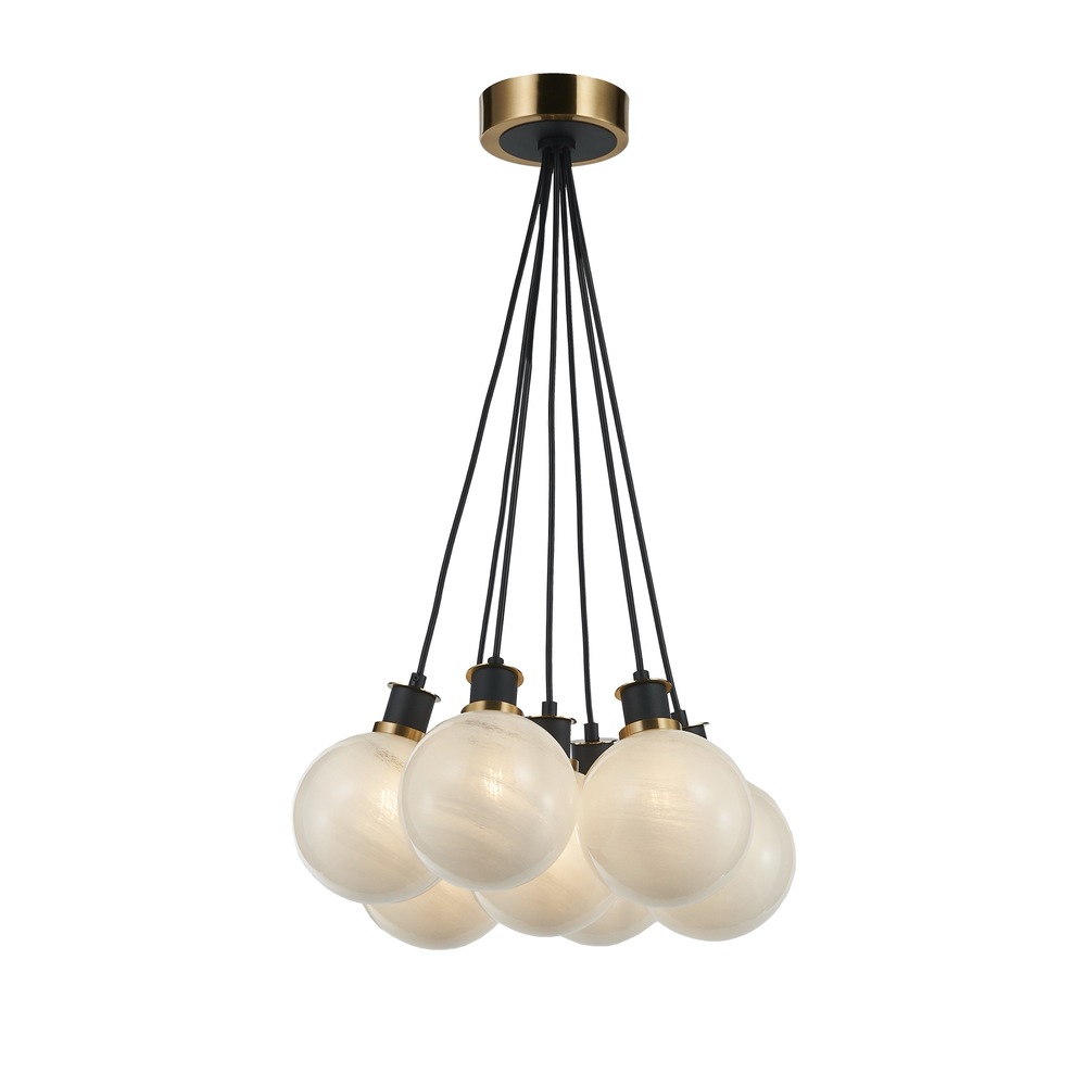 Gem Collection 7-Light Pendant Black and Brushed Brass