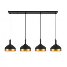  SC13354BK - Dash Collection 4-Light Island Light, Black & Gold