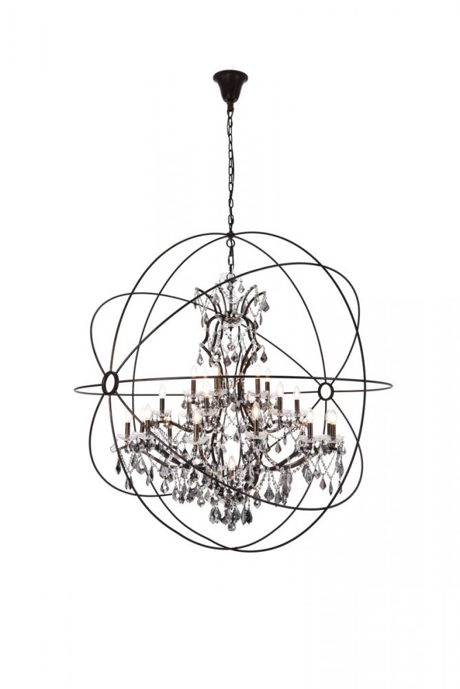 Geneva 25 Light Dark Bronze Chandelier Silver Shade (Grey) Royal Cut Crystal