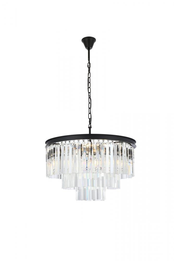 Sydney 9 Light Matte Black Chandelier Clear Royal Cut Crystal