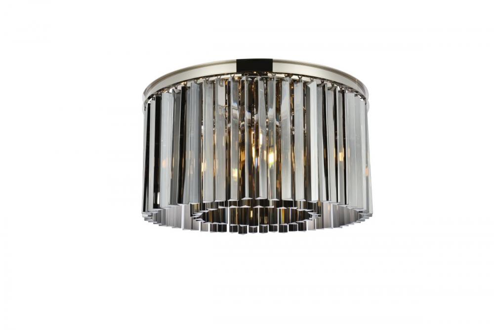 Sydney 8 Light Polished Nickel Flush Mount Silver Shade (Grey) Royal Cut Crystal