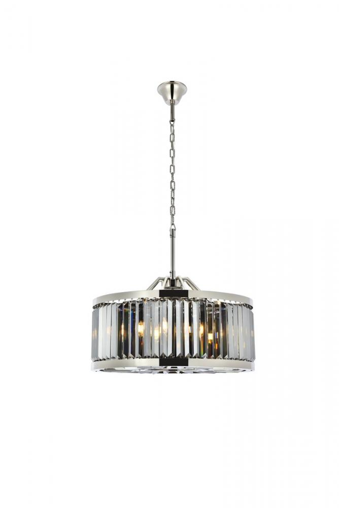 Chelsea 8 Light Polished Nickel Chandelier Silver Shade (Grey) Royal Cut Crystal