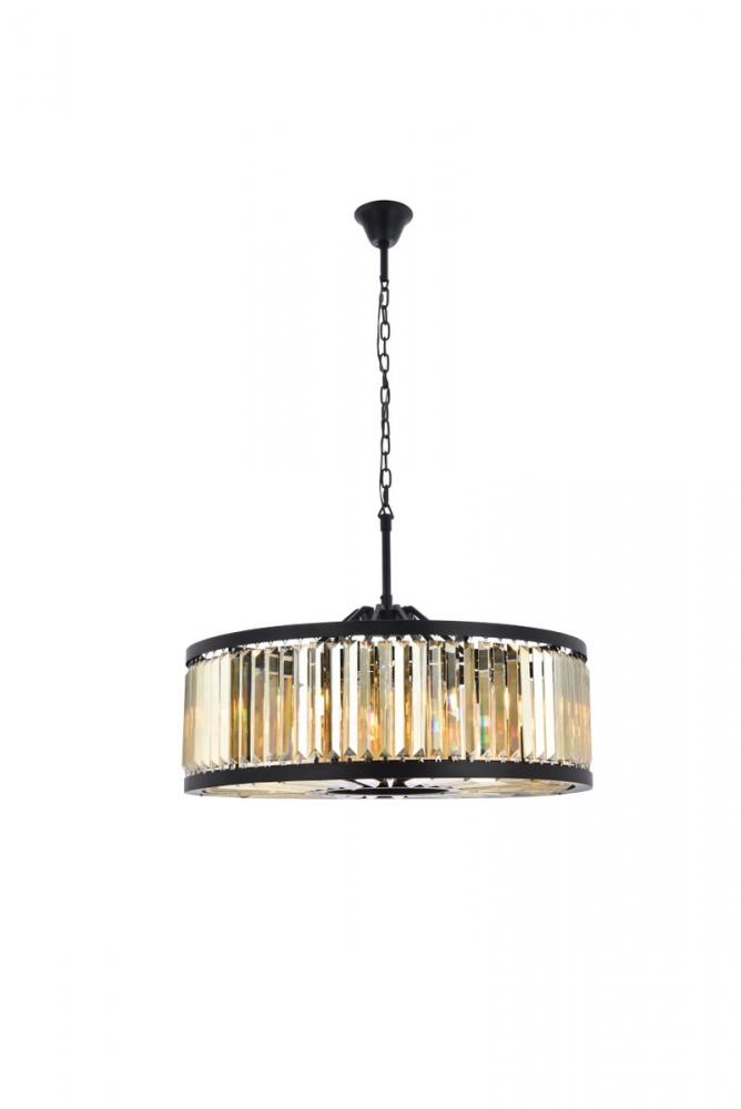 Chelsea 10 Light Matte Black Chandelier Golden Teak (Smoky) Royal Cut Crystal