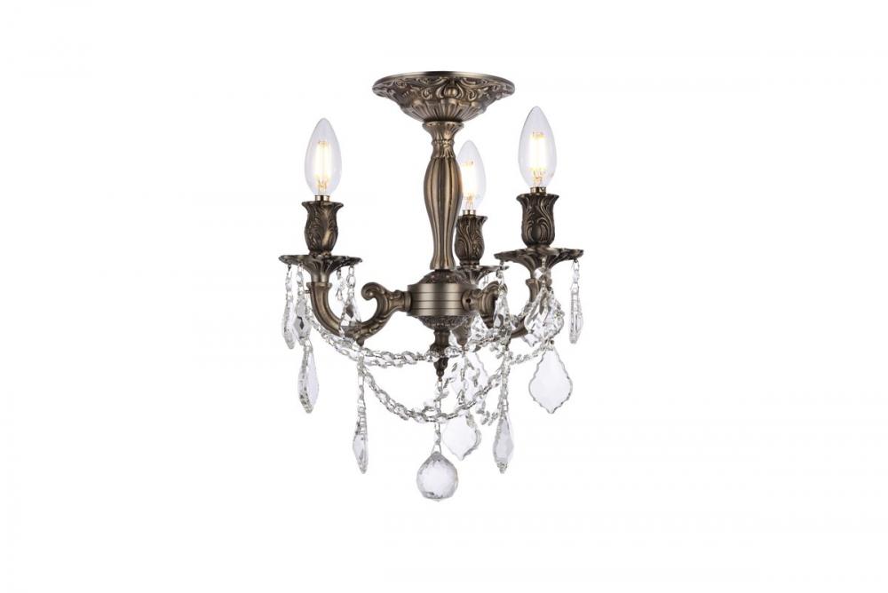 Rosalia 3 Light Pewter Flush Mount Clear Royal Cut Crystal