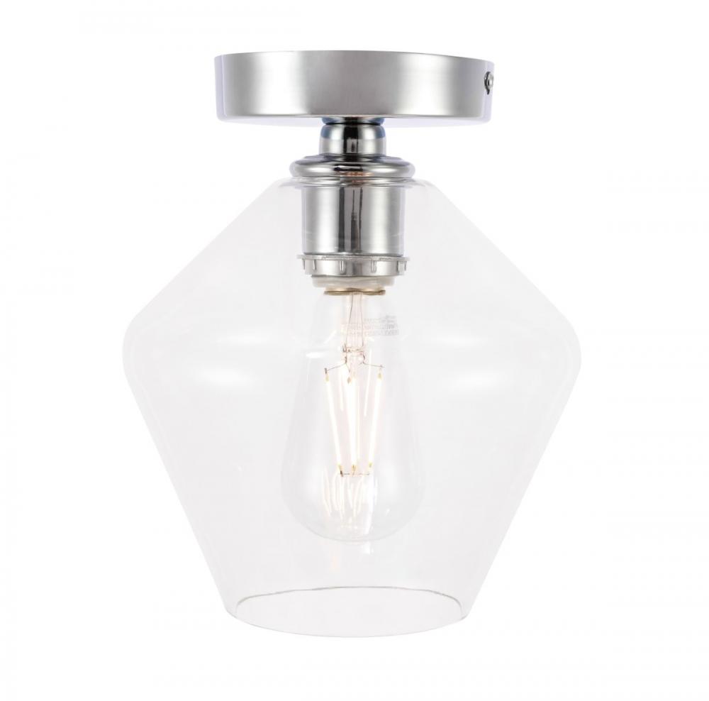 Gene 1 Light Chrome and Clear Glass Flush Mount