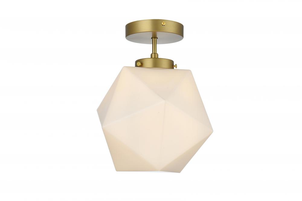 Lawrence 10 inch Flush Mount Frosted White Shade in Satin Gold