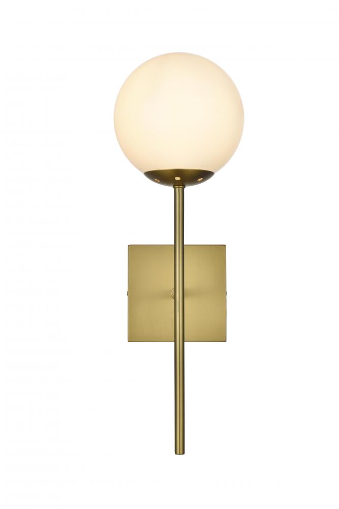 Neri 6 Inch Wall Sconce White Shade in Satin Gold