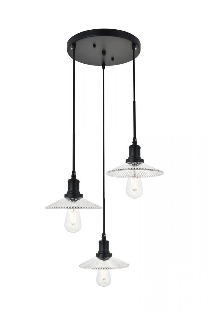 Waltz 3 Light Black Pendant