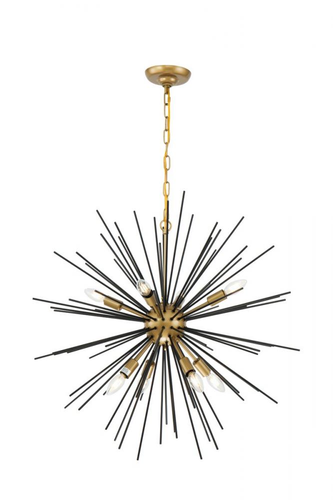 Timber 8 Light Brass and Black Pendant