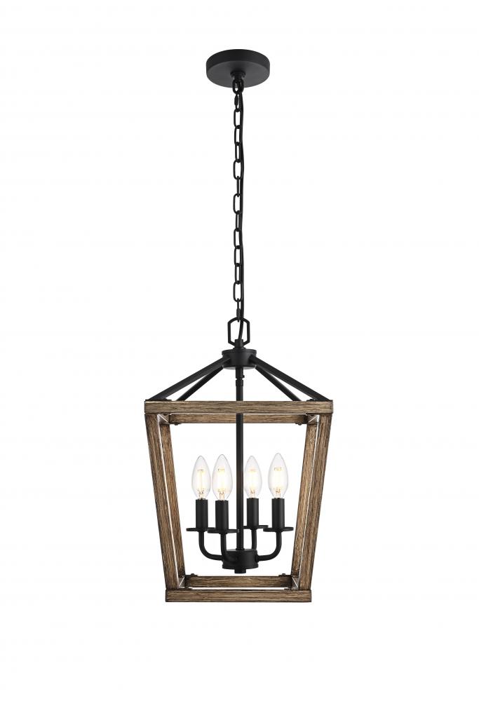 Gage 12 inch Latern Pendant in Brown and Black