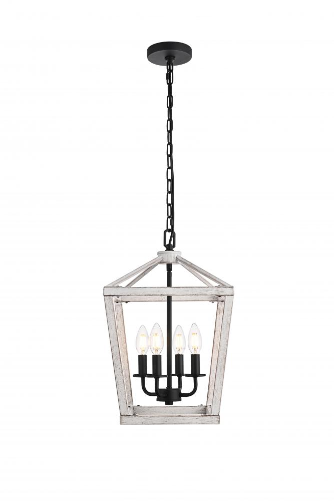 Gage 12 inch Latern Pendant in Weathered White and Black