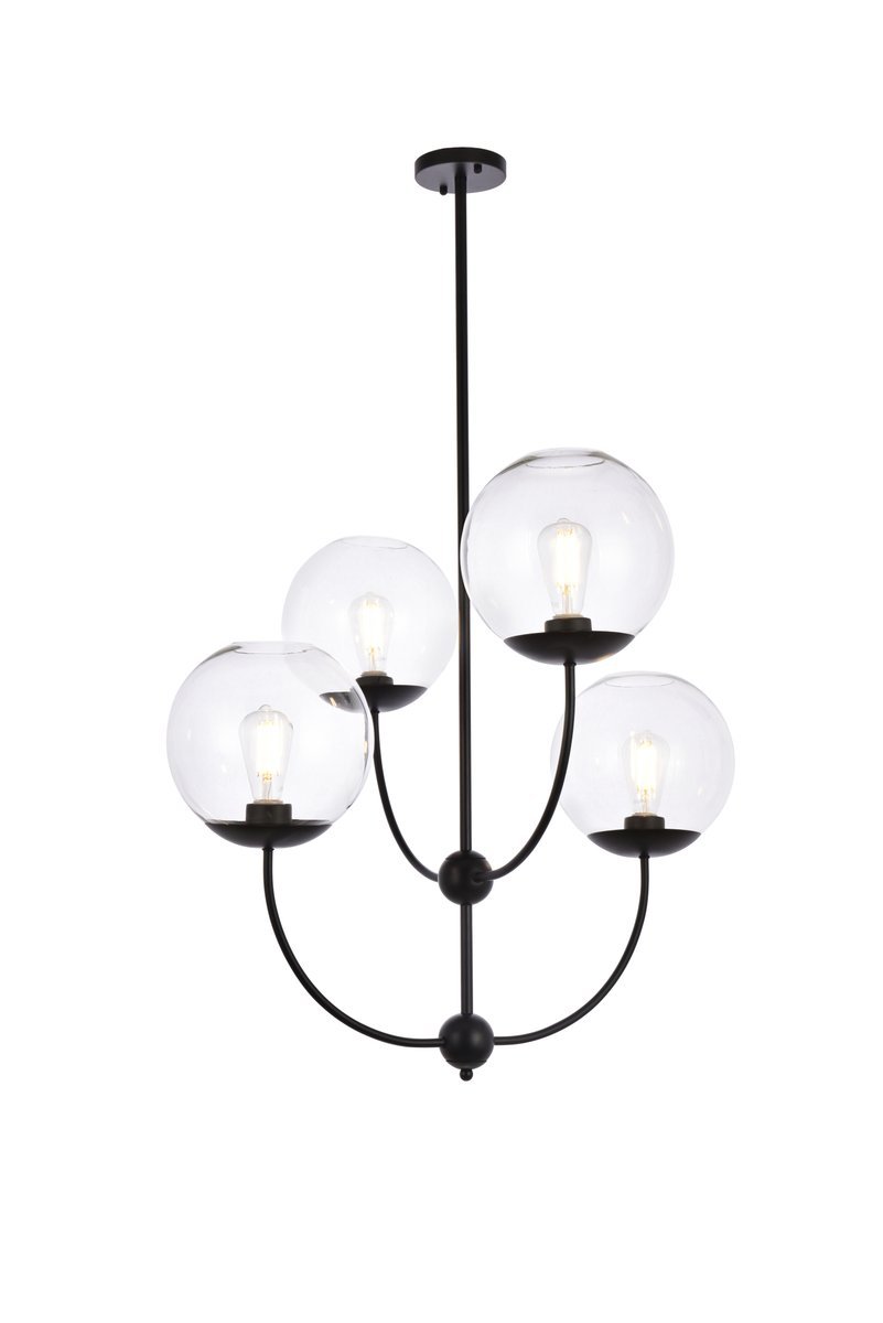 Lennon 31.5 inch pendant in black with clear shade