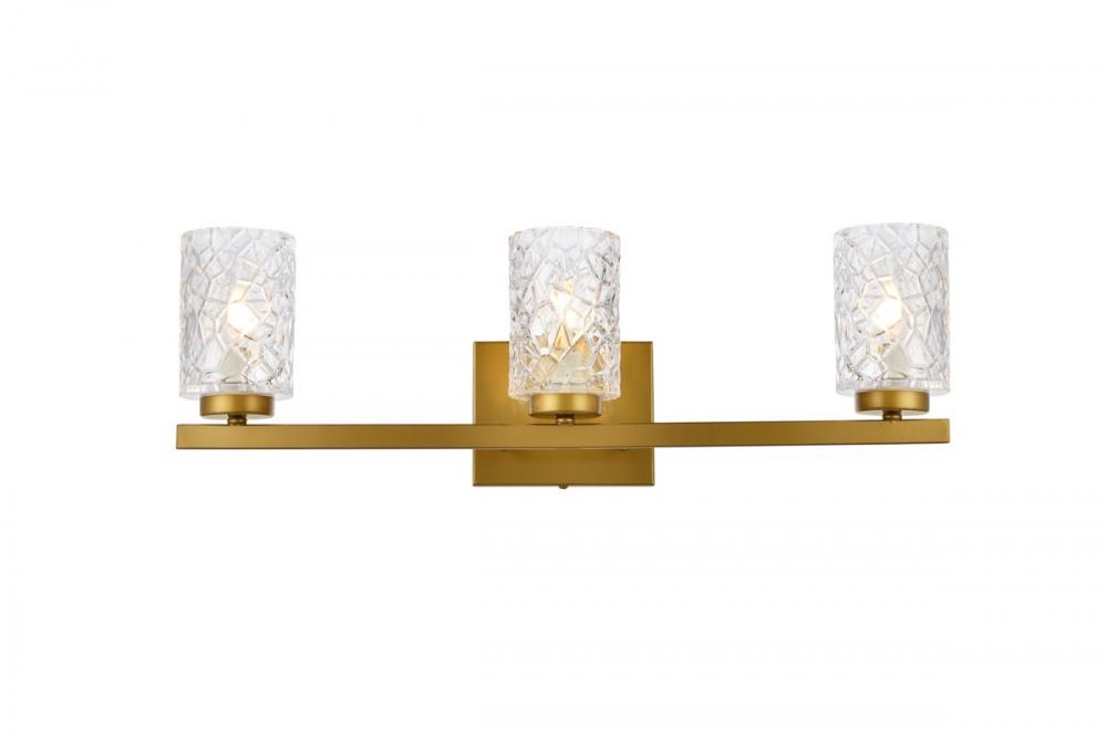 Cassie 3 lights bath sconce in brass with clear shade