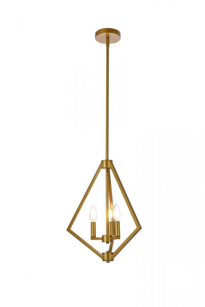 Irina 3 lights pendant in brass