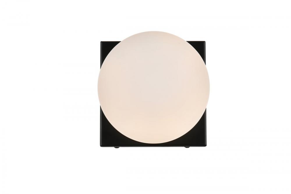 Jaylin 1 light Black and frosted white Bath Sconce