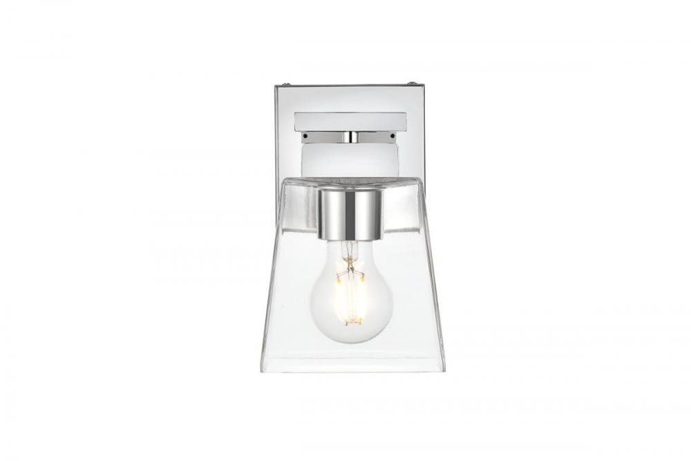 Merrick 1 Light Chrome and Clear Bath Sconce