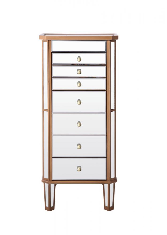 7 Drawer Jewelry Armoire 18 in. x 12 in. x 41 in. in Gold Clear