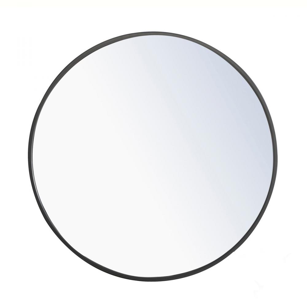 Metal Frame Round Mirror 24 Inch Black Finish