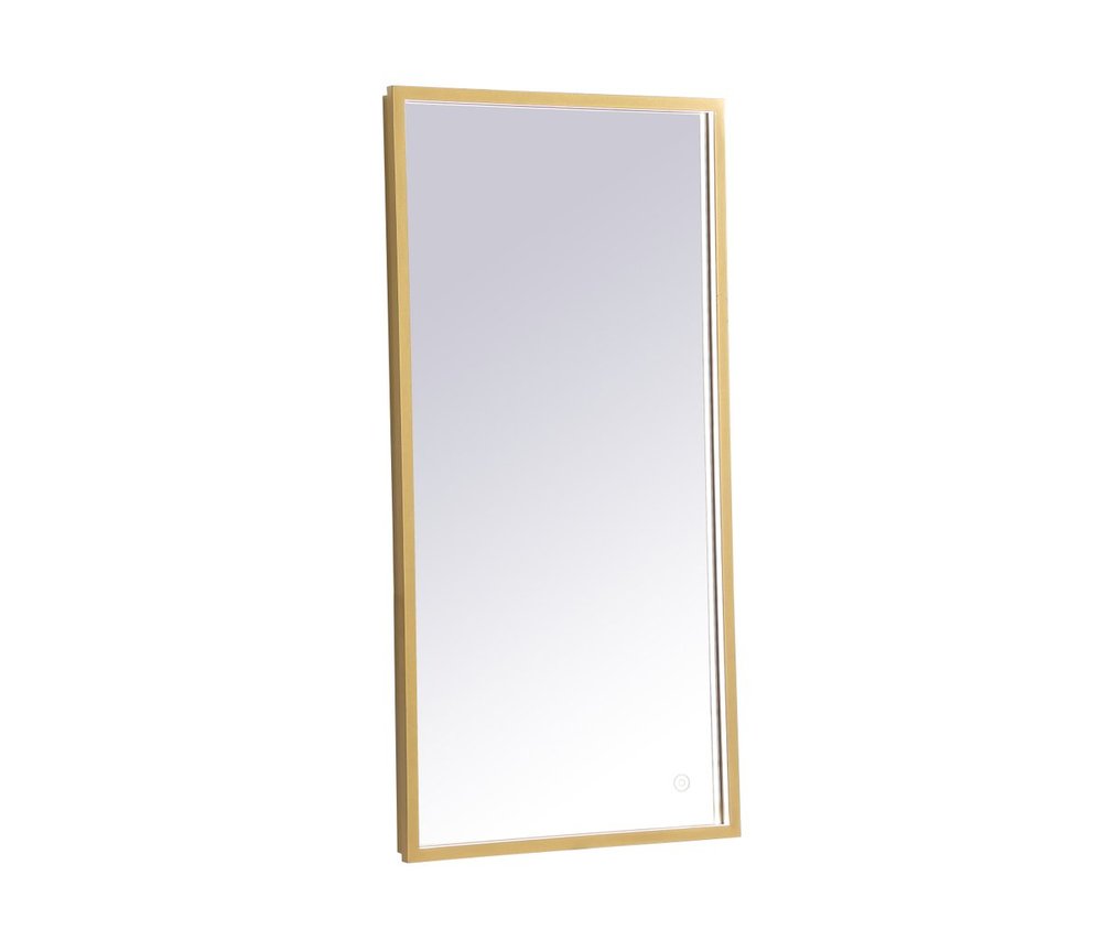 Pier 48 inch LED mirror with adjustable color temperature 3000K/4200K/6400K in brass