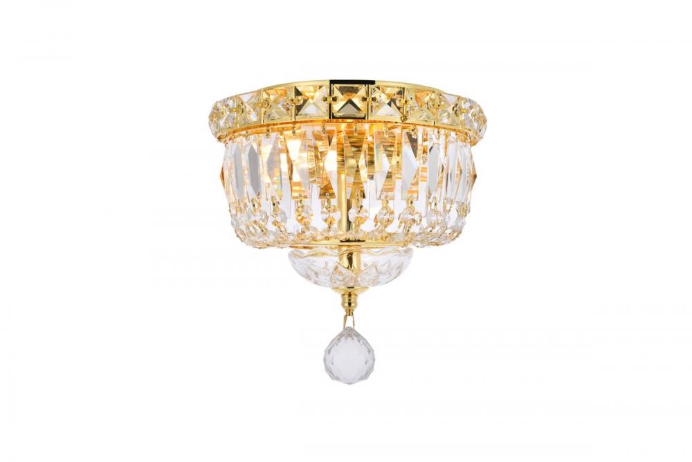 Tranquil 2 Light Gold Flush Mount Clear Royal Cut Crystal