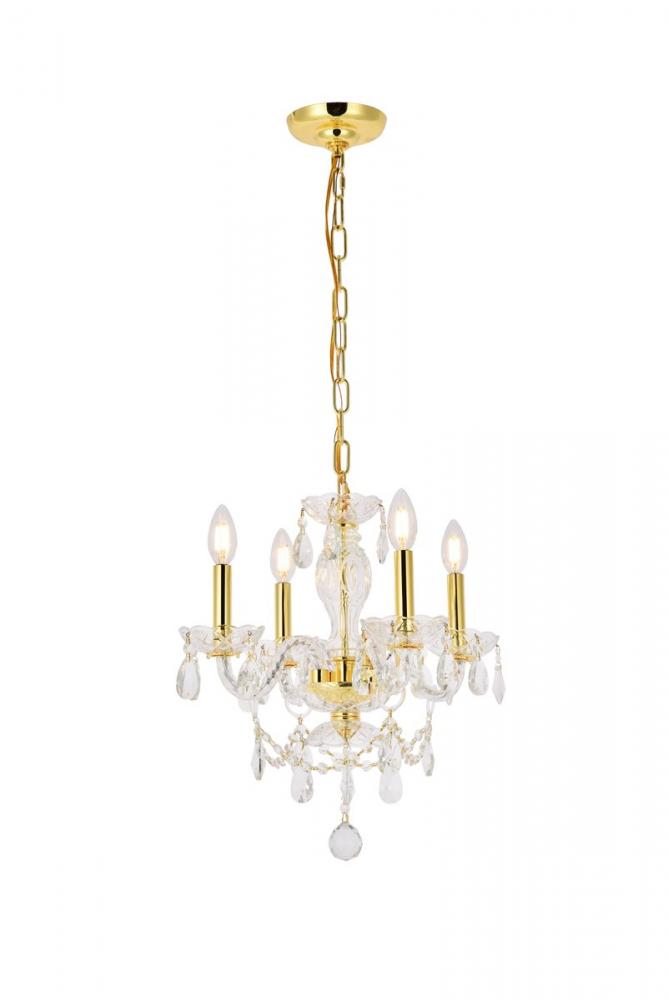 Princeton 4 Light Gold Pendant Clear Royal Cut Crystal