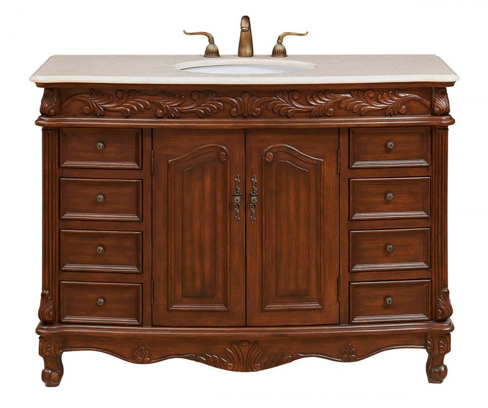 48 In. Single Bathroom Vanity Set in Teak Color