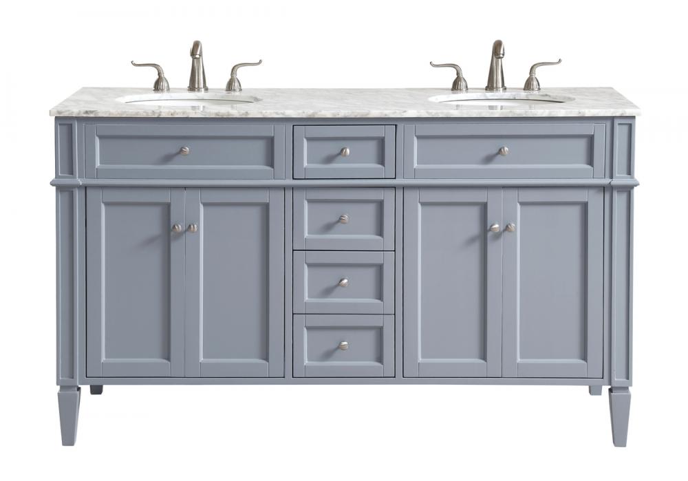 60 In. Double Bathroom Vanity Set in Grey