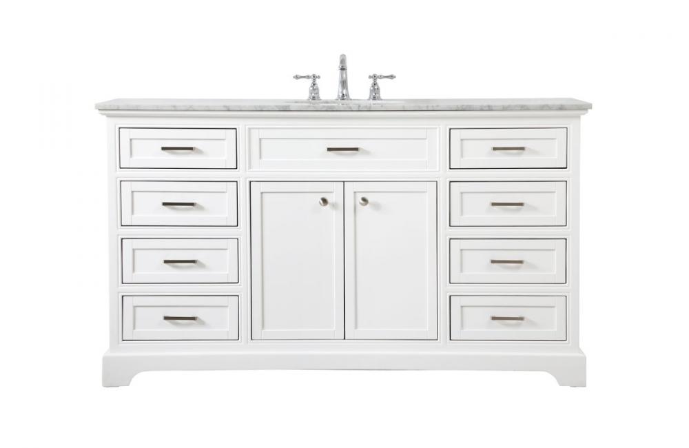 60 Inch Single Bathroom Vanity in White